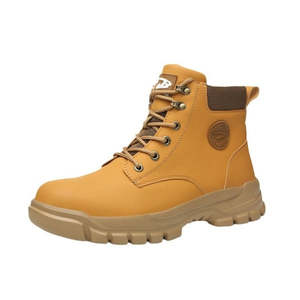 Shoes: Men's Steel Toe Work Boots – Lightweight Flexible Wheat Leather Boots, Street Style