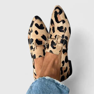 Elegant Footwear | Women's Loafers with Pointed Toe & Animal Print | Chic S&hellip;