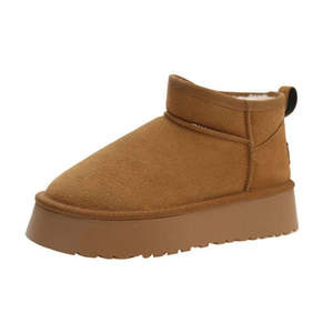 Womens Shoes: Mini Platform Snow Boots – Faux Fur Lined Suede Ankle Boots