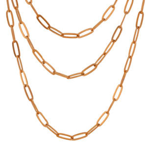 18K Gold Plated Paperclip Chain Necklace – Waterproof Layered Link Chain