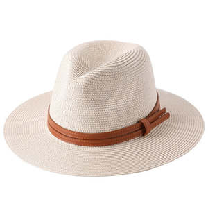 Panama Fedora Hat with Leather Band – Wide Brim Sun Hat