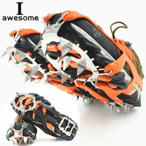 Ice Axes & Crampons: 18 Teeth Steel Ice Gripper Spikes for Shoes - Anti-Slip Climbing, Hiking, and Snow Crampons