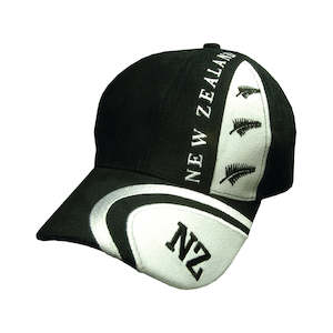 Apparel: Hat Brushed 3 Ferns&NZ Blk