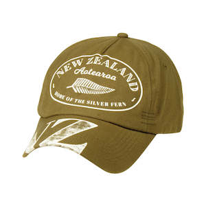 Apparel: Hat Cotton NZ & Fern Print Green