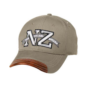 Apparel: Hat Cotton NZ Aotearoa Grey PU on peak