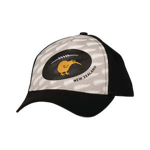 Child Hat Kiwi Rugby Ball Black