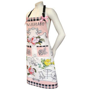 Aprons: Kitchen Style Apron Kiwis and Flowers