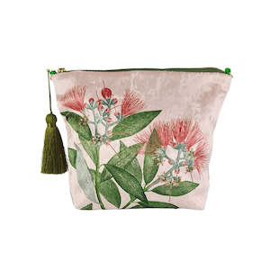 Cosmetic Bags: Vintage Botanical Pohutukawa Velvet Cosmetic Bag