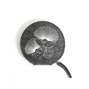 Coin Purses: Coin Purse Felt NZ Pohutukawa Grey 10cm