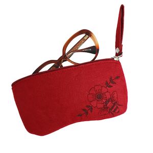 Sunglass Case Felt NZ Honey Bee Burgundy