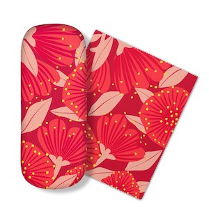 Glasses Cases: Bright Botanical Red Pohutukawa Glasses Case