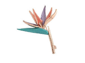 Boxed crane flower rose-gold brooch