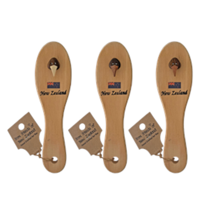 Hair Brush Kiwi Wooden Mini Assorted