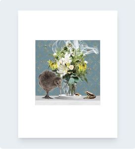 Smoking Hot Kiwi Pre-Matted Print Art by Sue Skellern