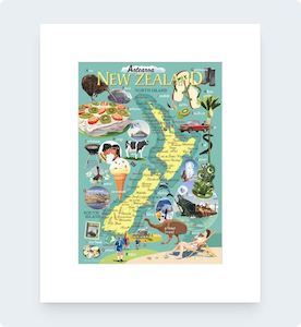 Art Decor 1: NZ Icons  Pre-Matted Print Art by Contour Creative Studio