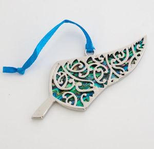 Christmas Decorations: Paua Shell Fern Christmas Ornament