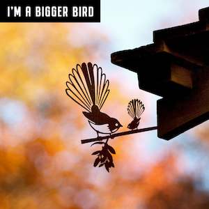 Metalbird: Metalbird Piwakawaka (Fantail) and Baby - Large