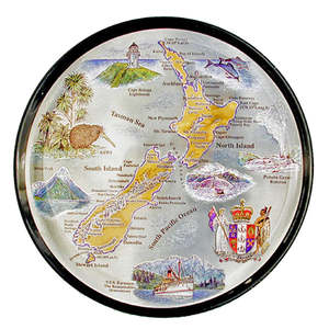 Coaster Resin Silver Foil New Zealand Map