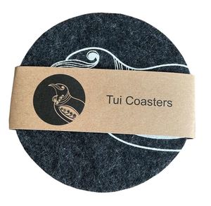 Jo Luping Design - Tui On Dark Grey Set of 4 - Ecofelt Coaster