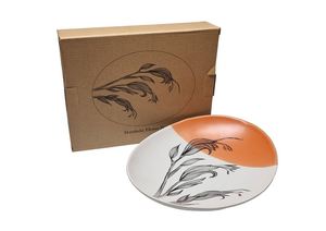 Homewares 1: Jo Luping Design - Harakeke Flower 2 Orange Dipped - 24cm Porcelain Bowl