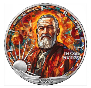 Products: Saint Father Pio of Pietralcina Holy Stained Glass 1 Oz Silver Coin