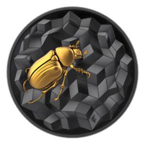 Products: The Scarabeo 2 Oz Dark Ruthenium Gilded Silver Coin, luxury coin