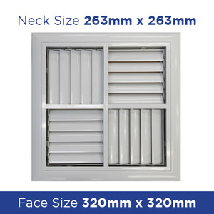 Products: DV2525 Multi Directional Outlet 263sqNeck 320face Plastic MDO250 - Rectangular Ceiling Diffusers - Plastic Online NZ Depot