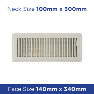 Products: Floor Register - Cream Metal Louvered 100x300mm FRCR412 - Floor Grilles Online NZ Depot