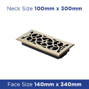 Products: Floor Register - Antique Brass Victorian1 100x300mm FRABV412 - Floor Grilles Online NZ Depot