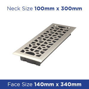 Products: Floor Register - Brushed Nickel Marquis 100x300mm FRBNM412 - Floor Grilles Online NZ Depot