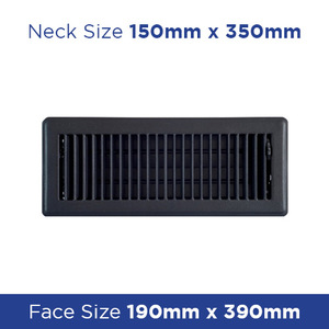 Products: Floor Register - Charcoal Metal Louvered 150x350mm FRCC614 - Floor Grilles Online NZ Depot