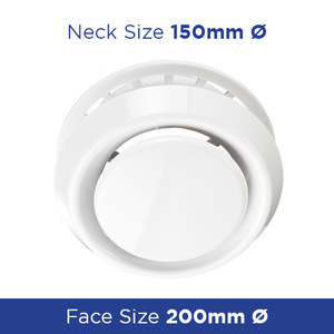Products: Ceiling Diffuser Adjustable Flow 150mm VEA150VRF - Ceiling Diffusers - Plastic Online NZ Depot