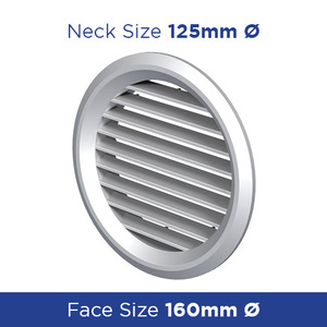 Products: Grille Round Louvrd Core Wall/ceiling 125mm With Round Flang VEMV125BVS - External Ventilation Grilles Online NZ Depot