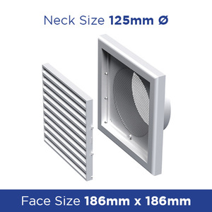 Products: Grille Louvrd Core Wall/ceiling 125spigot 186sq &screen VEMV120VS - External Ventilation Grilles Online NZ Depot