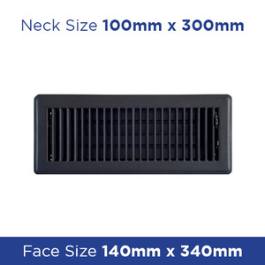 Products: Floor Register - Charcoal Black Louvred 100x300mm FRCC412 - Floor Grilles Online NZ Depot