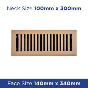 Products: Floor Register - Beige Metal Louvered 100x300mm FRBE412 - Floor Grilles Online NZ Depot