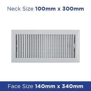 Products: Floor Register - White Metal Louvered 100x300mm FRWH412 - Floor Grilles Online NZ Depot