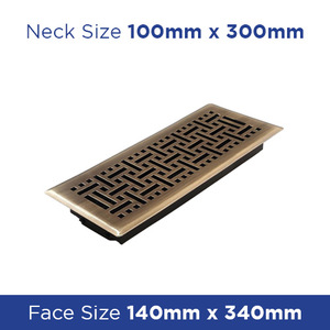 Products: Floor Register - Antique Brass Wicker 100x300mm FRABB412 - Floor Grilles Online NZ Depot