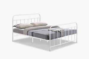 Products: Darcy White Bed With Bonnell Mattress Combo - Queen Online Bedroom Furniture NZ Depot