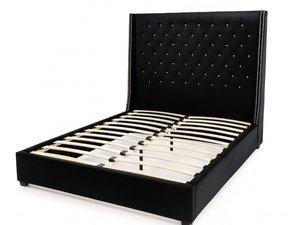 Products: Aria Velvet Bed Frame Black - Queen Online Bedroom Furniture NZ Depot