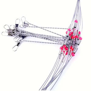 Fishing Line: Stainless Steel Swiveled Leader Trace 2 Arms ( Pack of 10)