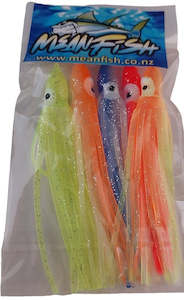 Lumo: Soft Squid Skirts -10cm Multi Coloured Lumo - Pack of 5