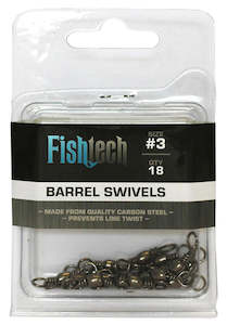 Swivels: Fishtech Barrel swivels #3 (18 per pack)