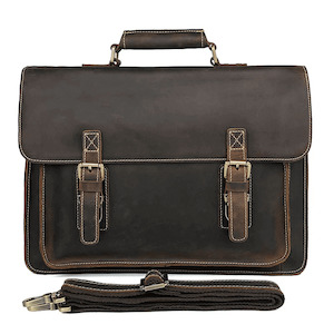Vintage Crazy Horse Leather Handbag | 14-Inch Laptop Bag