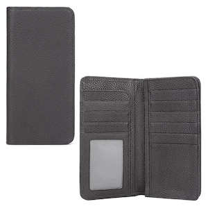 Wallets: Black Leather Minimalist Wallet - Men's & Women's Long Bifold Wallet