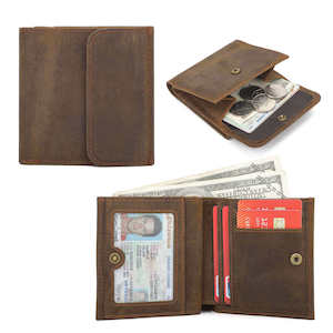 Vintage Crazy Horse Leather RFID Wallet | Compact & Secure