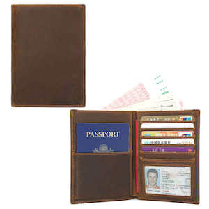 Wallets: Stylish Crazy Horse Leather RFID Passport Holder - Passport Wallet