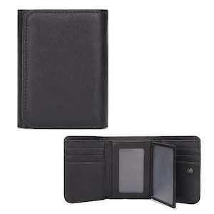 Black Leather RFID Wallet with Coin Pocket