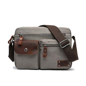 Canvas Bags: Vintage Canvas Crossbody Bag - Multi Pocket Shoulder Bag