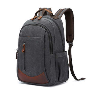 Canvas Bags: Canvas Laptop Backpack – 15.6 Inch, Vintage Leather Trim